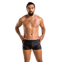 Чоловічі шкіряні боксери із заклепками Passion 048 Short David Black XXL/XXXL