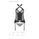 Сітчастий комплект корсет з халтером Passion Amanda Corset black L/XL