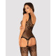 Бодістокінг Obsessive Bodystocking G323 малюнок бджоли та метелика black XL/XXL