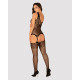 Бодістокінг Obsessive Bodystocking G323 малюнок бджоли та метелика black XL/XXL