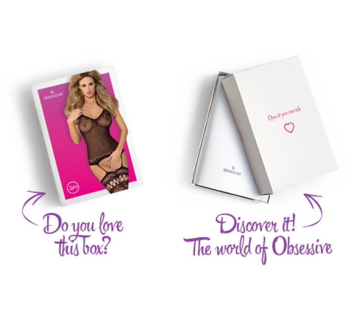 Бодістокінг Obsessive Bodystocking F214 імітація корсета та панчіх на підв’язках black S/M/L