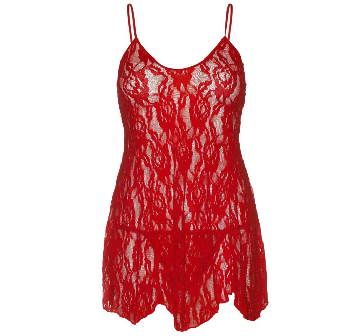 Сорочка бебі-дол Leg Avenue Rose Lace Flair Chemise Red, Queen Size