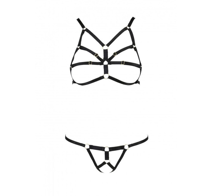 Комплект білизни зі стреп Passion Exclusive Armanda Set black XXL/XXXL