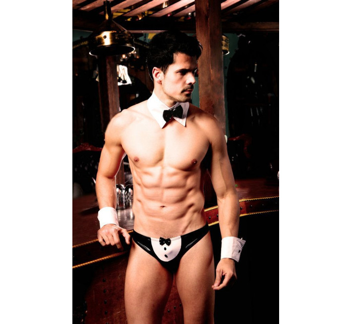 Чоловічий еротичний костюм офіціанта JSY Послужливий Майк S/M Чорний/Білий