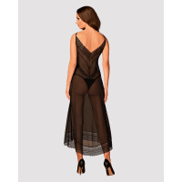 Длинная полупрозрачная рубашка Obsessive Estiqua chemise черная XL/2XL