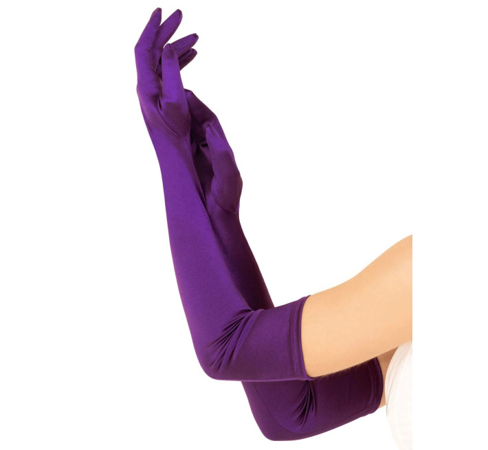 Длинные атласные перчатки Leg Avenue Extra Long Satin Gloves, One Size, фиолетовые