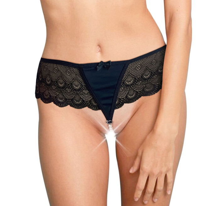 Сексуальные трусики Art of Sex - Lina с жемчугом, размер L-2XL Черные