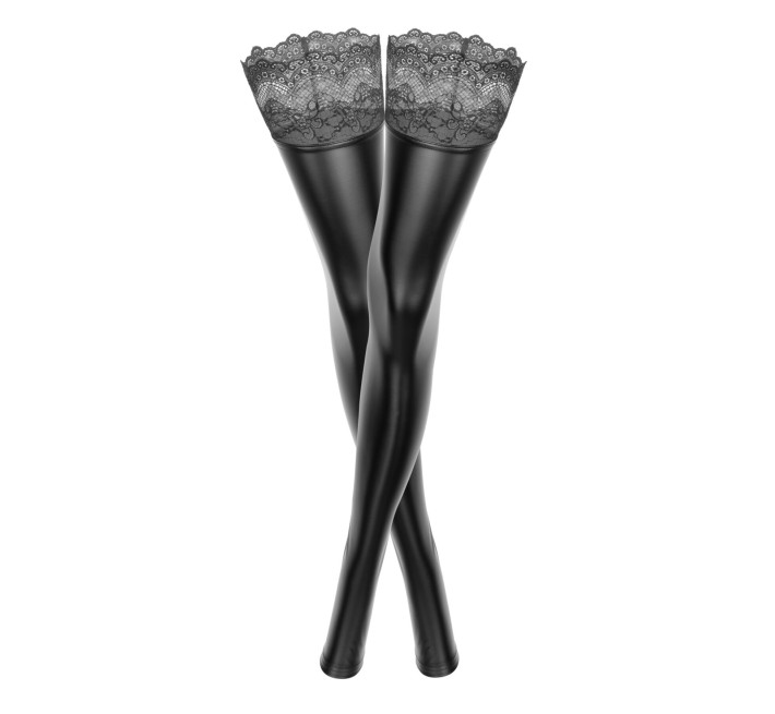 Чулки с мокрым эффектом Noir Handmade F135 Powerwetlook stockings, XXL, без мысков