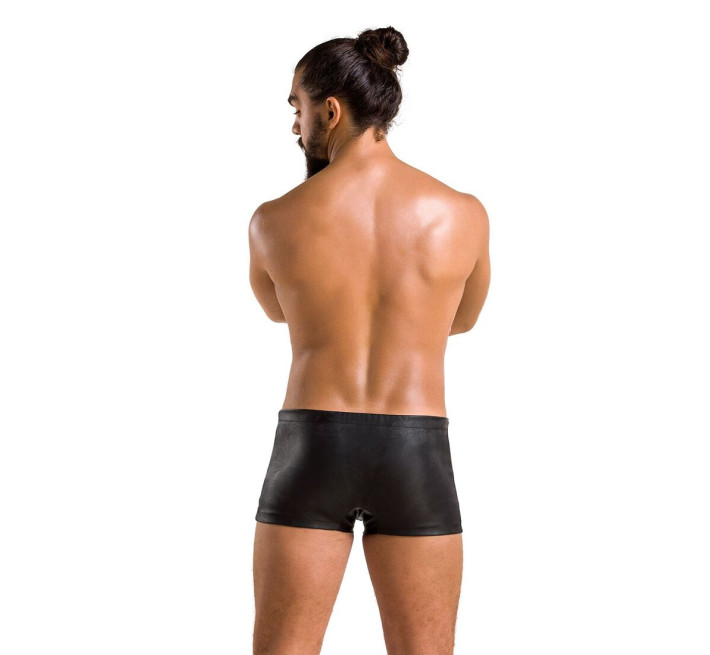 Чоловічі шкіряні боксери із заклепками Passion 048 Short David Black XXL/XXXL