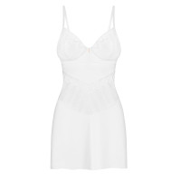 Пеньюар Obsessive Alissium chemise & thong, XL/2XL, мереживний ліф, стрінги в комплекті