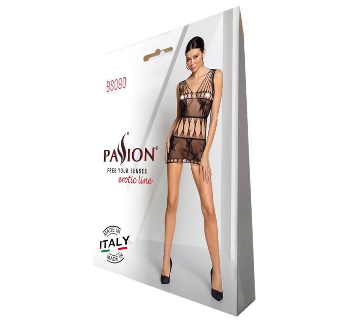 Бодістокінг - мінісукня з метеликами Passion BS090 black