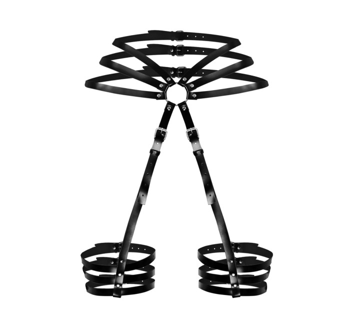 Сексуальні шкіряні гартери з поясом Art of Sex - Vivien, розмір L-2X, колір чорний