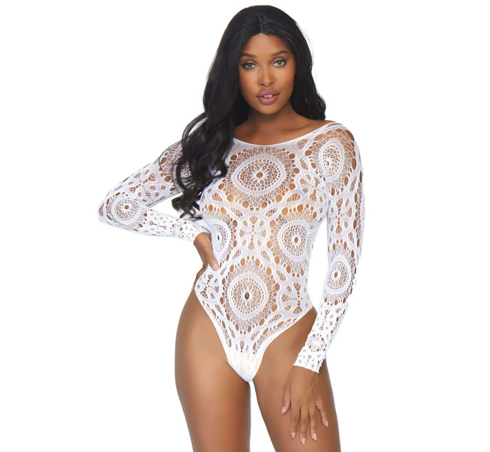 Еротичне боді-бодістокінг Leg Avenue Snap crotch thong back teddy White M/L