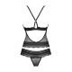 Напівпрозорий набір з прикрасами Obsessive Ivannes top & thong топ та танга, чорний 2XL/3XL