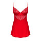 Пеньюар Obsessive Ingridia chemise & thong M/L, красный, сорочка, стринги