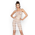 Сукня Passion BS033 white, сукня-сітка на бретелях, прозора