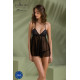 Пеньюар Passion KERRIA CHEMISE black, S/M, кружевной верх, трусики в комплекте