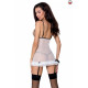 Сорочка прозора з пажами Passion ORIHIME CHEMISE Біла L/XL