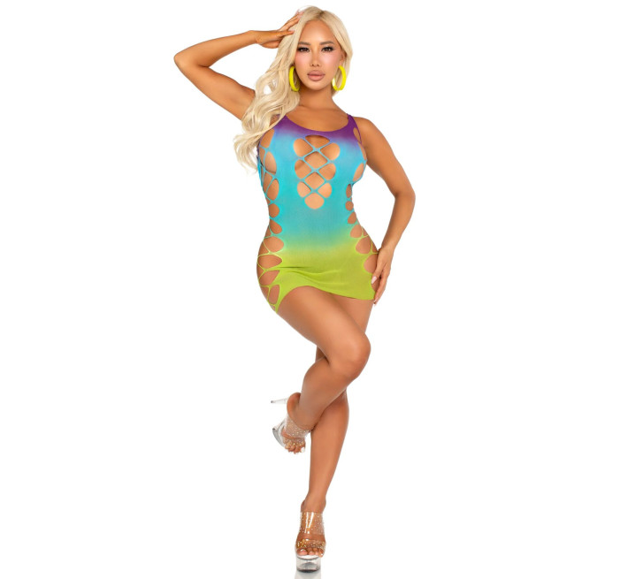 Платье Leg Avenue Seamless Ombre Faux Lace Up Mini Dress One Size Ocean