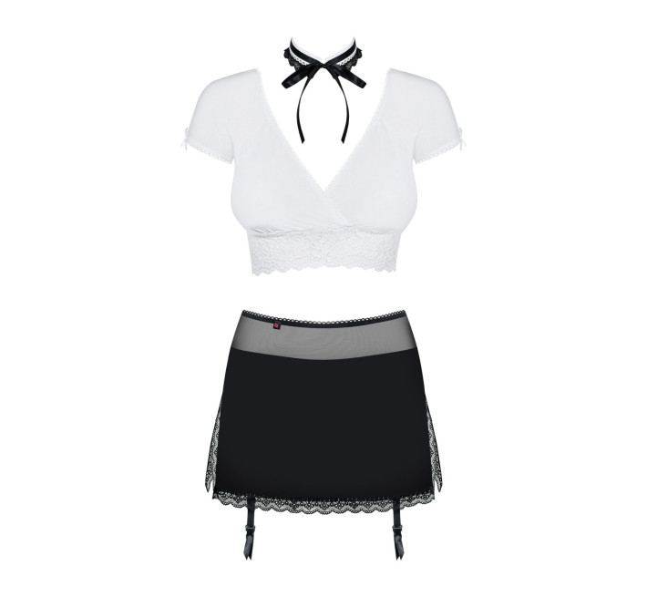 Еротичний костюм секретарки Obsessive Secretary suit 5pcs чорно-білий L/XL