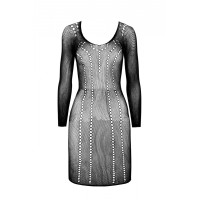 Полупрозрачное мини-платье Passion BS101 One Size, black, рукава-митенки