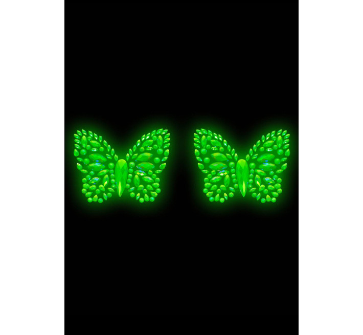 Пестис-метелики з кристалів Leg Avenue Chrysallis nipple sticker, наліпки, світяться у темряві