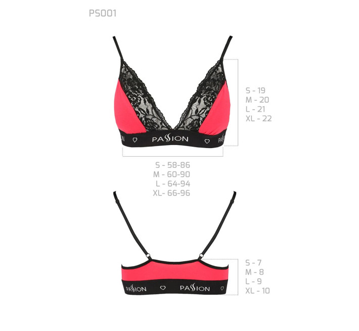 Эластичный топ с кружевом Passion PS001 TOP S, red-black