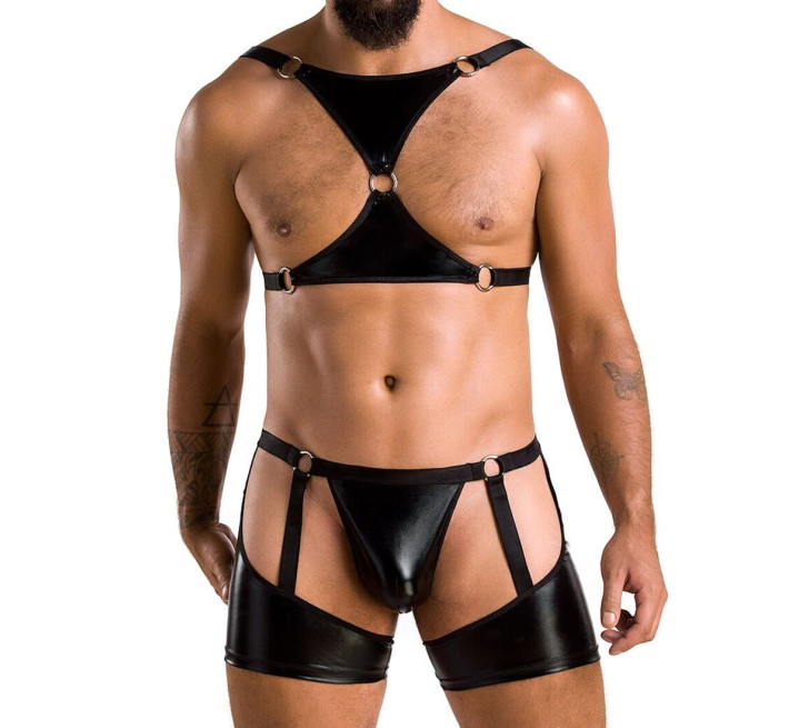Комплект еротичної чоловічої білизни Passion 047 Set John black S/M