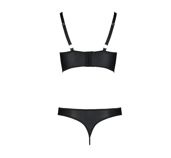 Комплект из экокожи с люверсами и ремешками Passion Malwia Bikini black 6XL/7XL