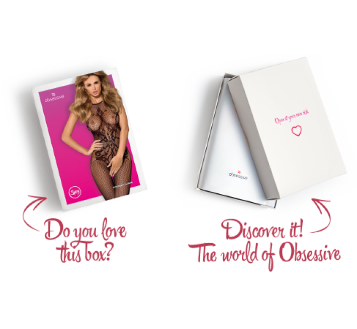 Бодістокінг Obsessive Bodystocking G308 халтер, декор у вигляді татуювання black S/M/L