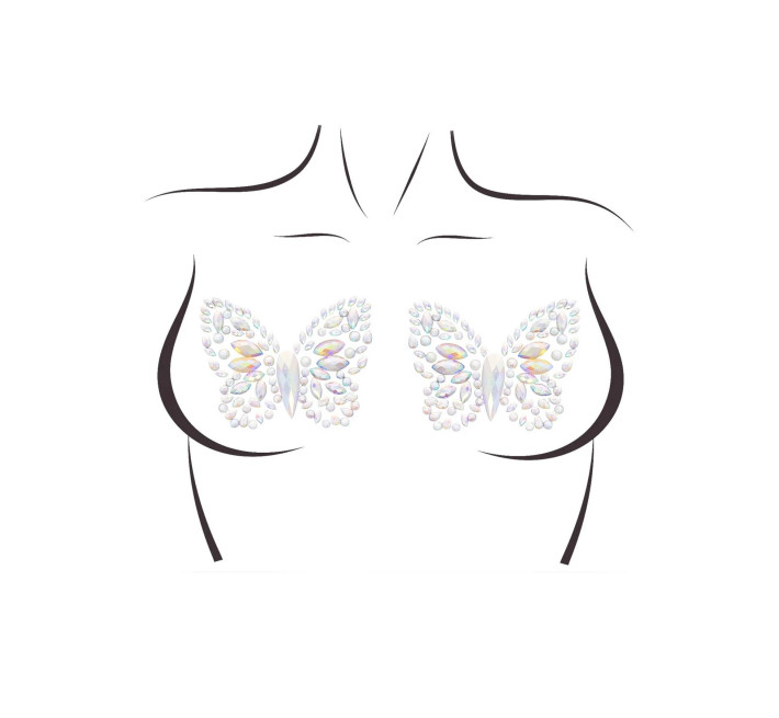 Пестис-метелики з кристалів Leg Avenue Chrysallis nipple sticker, наліпки, світяться у темряві