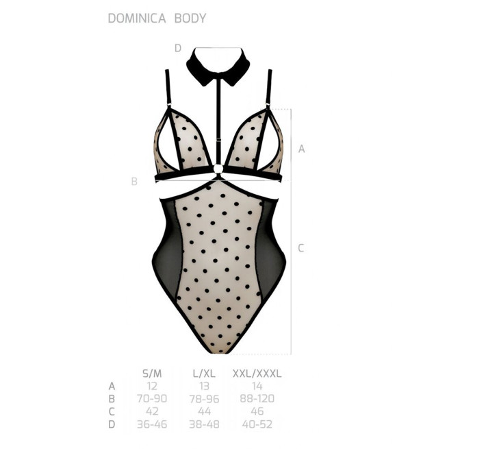 Боди с открытой грудью Passion DOMINICA BODY black XXL/XXXL