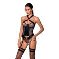 Сітчастий комплект корсет з халтером Passion Amanda Corset black S/M