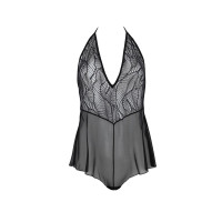 Боді Passion LEAFA BODY black, XXL/XXXL на зав'язках, м'яка чашка, низ у вигляді шортиків
