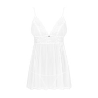 Пеньюар і трусики Obsessive Heavenlly babydoll & thong білі XL/2XL