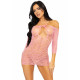 Сукня-сітка з сердечками Leg Avenue Heart net mini dress зав’язки, відкриті плечі, Pink one size