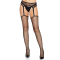 Панчохи-сітка Leg Avenue Net stockings with garter belt пояс, підв’язки Black One size