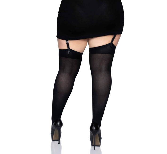 Плотные непрозрачные чулки Leg Avenue Opaque Nylon Thigh Highs Black plus size