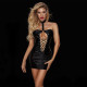 Лаковое эротическое платье с сеточкой и глубоким декольте JSY S/M