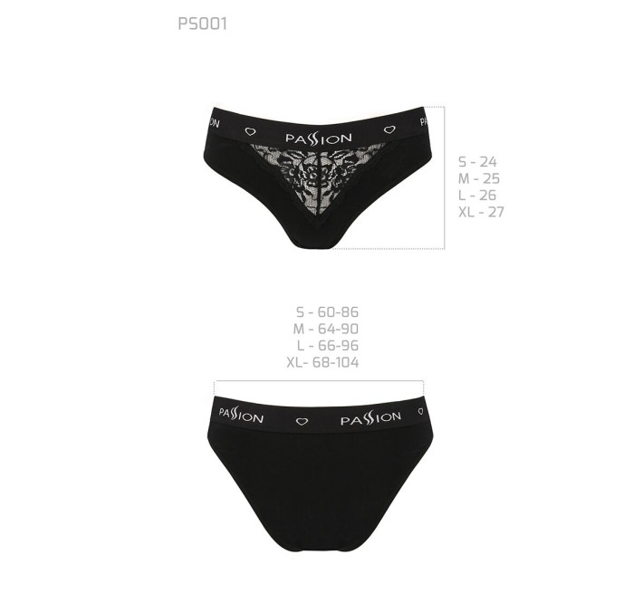 Трусики с широкой резинкой и кружевом Passion PS001 PANTIES S, black