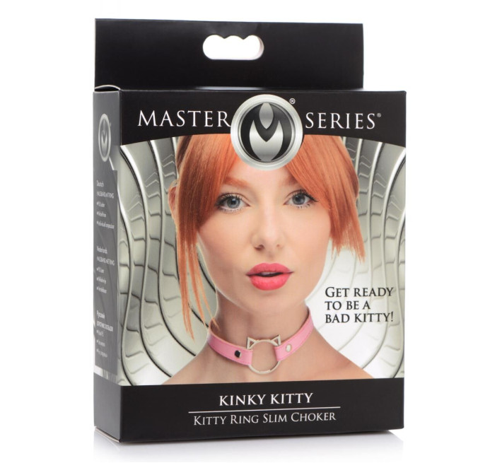 Чокер Master Series Kinky Kitty Ring Slim Choker - Pink