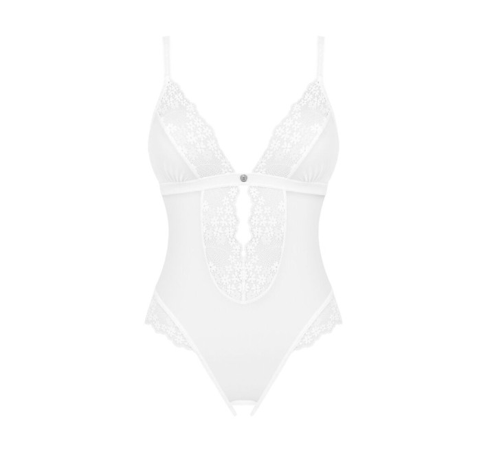 Еротичне напівпрозоре боді Obsessive Heavenlly crotchless teddy білий XS/S