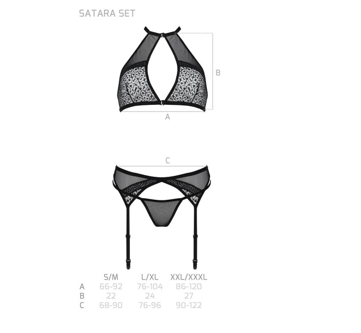 Комплект білизни Passion SATARA SET black S/M