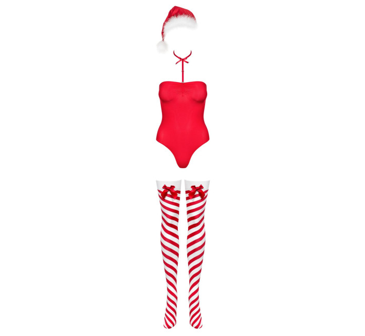 Боди Obsessive Kissmas teddy red S/M