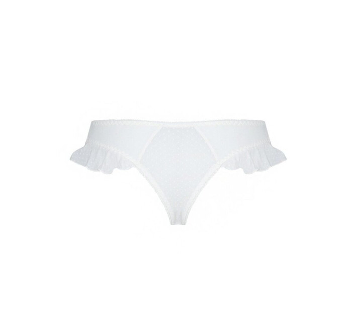 Трусики в горошек с рюшами и шнуровкой Passion Fatin Thong white S/M