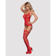 Бодистокинг Obsessive Bodystocking F214 имитация корсета и чулок на подвязках red S/M/L