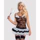 Эротический костюм горничной с юбкой Obsessive Housemaid 5 pcs costume черно-белый L/XL