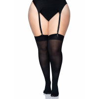 Плотные непрозрачные чулки Leg Avenue Opaque Nylon Thigh Highs Black plus size