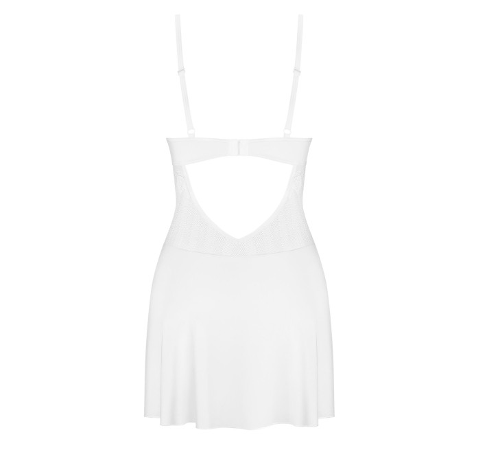 Пеньюар Obsessive Alissium chemise & thong, XS/S, мереживний ліф, стрінги в комплекті