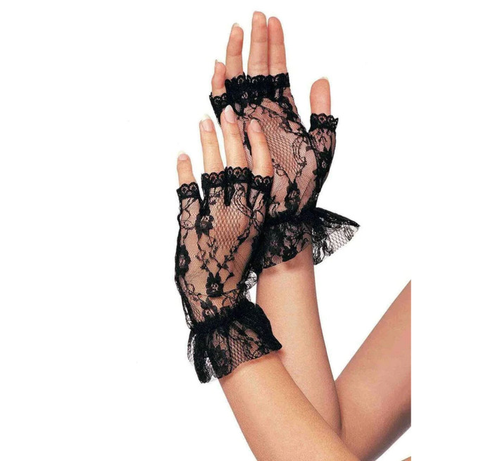 Короткие перчатки-гловелетты Leg Avenue Wrist length fingerless gloves, One Size, черные, сетка